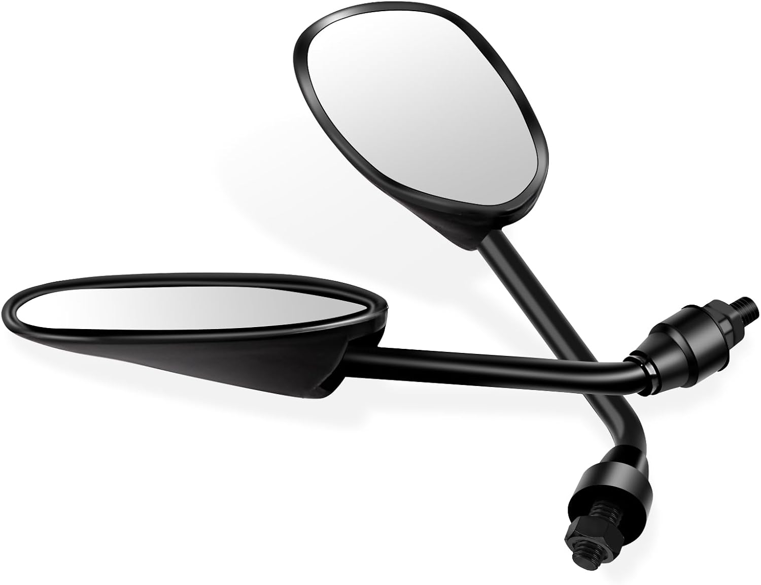 XYZCTEM Black Retro Style Side Rearview Mirror w/ 7/8" Handlebar Mount 8mm Adaptor For Mountain Bike BMX Bicycle Motorcycle Dirt Bike ATV Cruiser Chopper-Pair