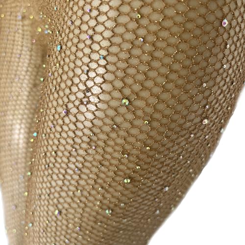 Image of Skintone Carnival Stockings | Gold Glitter Fishnet Tights for Caribbean Women