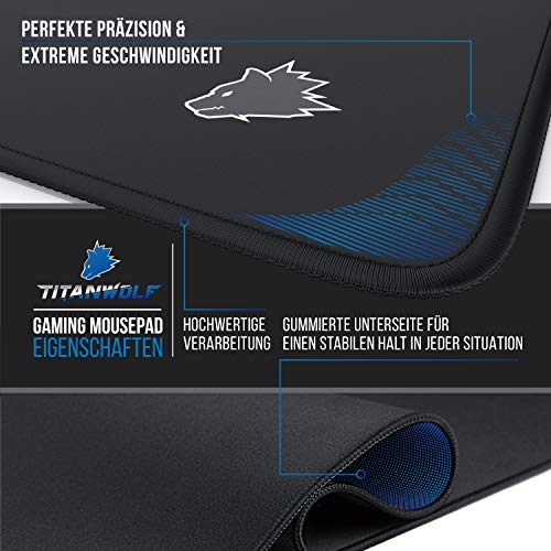 CSL-Computer - XXL Speed Gaming Titanwolf muismat zwart 900 x 400 mm - XXL-muismat - groot tafelonderstel - verbetert de… - Afbeelding 5