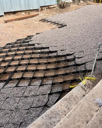 Pavimentadores de grava geotextil para calzadas y pasarelas, rejilla de base de jardín al aire libre, rejilla de borde PEHD resistente (3 x 7 m)