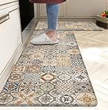 Boho Kitchen Rugs Set 2 Memory...
