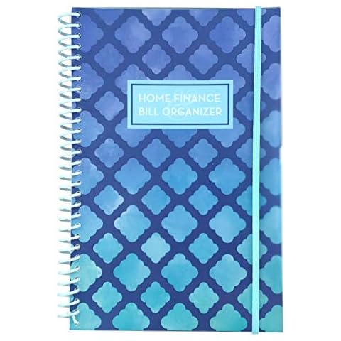 Home Finance & Bill Organizer with Pockets (Blue Watercolor Arabesque) Cover