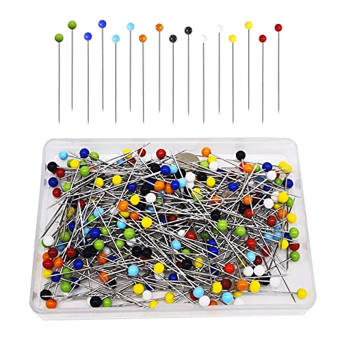 Urmspst Alfileres de Costura, 250 Pcs, Alfileres con Cabeza de 38 mm con Cabeza de Bola de Vidrio de Colores para Tela, Joyería DIY, Manualidades y Proyectos de Costura (Colorido)