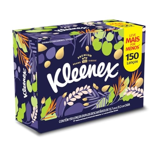 Lenço de Papel Box Kleenex 150 lenços, a embalagem pode variar Lenço de Papel Box Kleenex 150 lenços, a embalagem pode variar