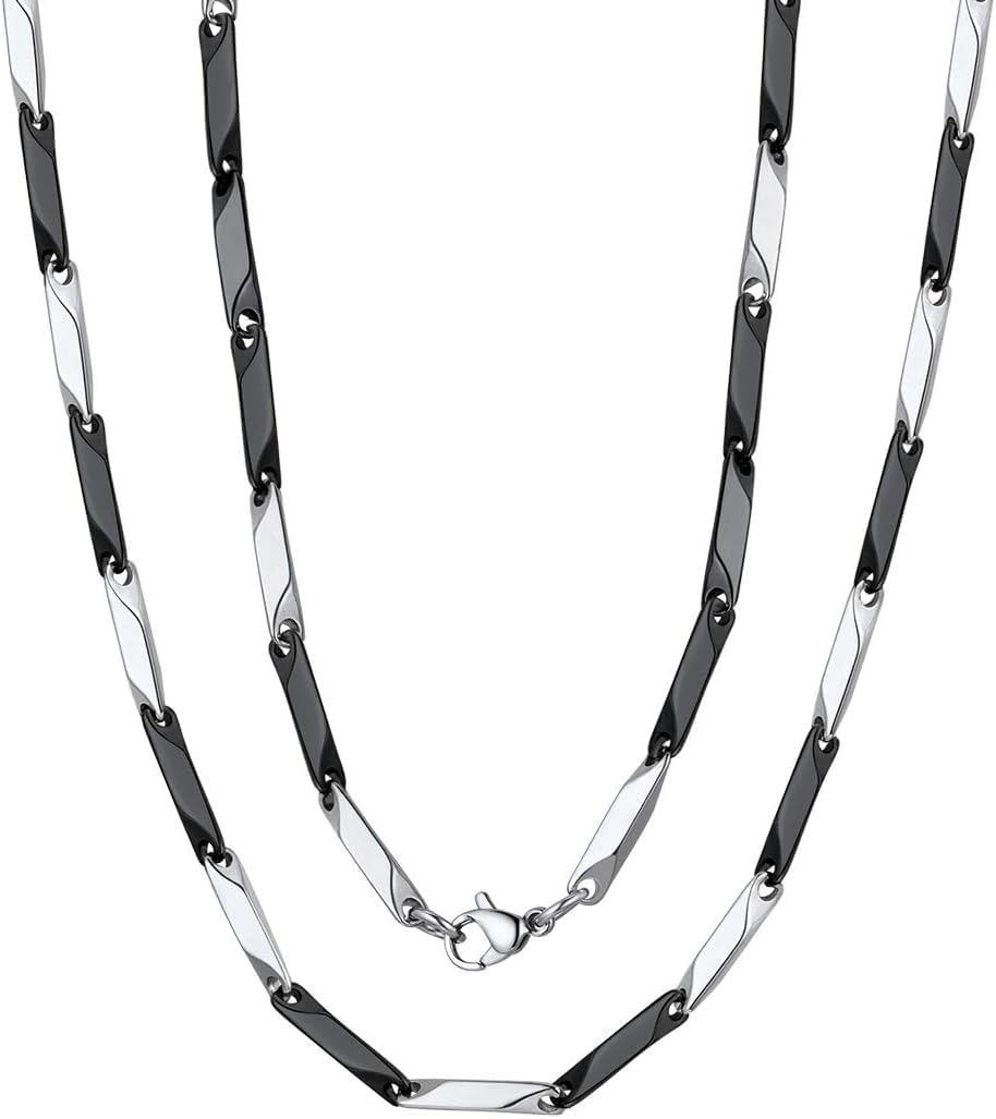chain for men combo Silver Chain for men gold chain for men stylish chain for boys mens necklace for men Stainless steel chains Locket Pendant anti tarnish necklace black neck accessories M483-image-9