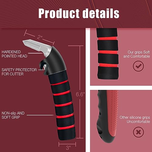 Image of KOUNATSURI Car Door Handle for Elderly Car Assist Support Handle Multifunction Car Door Latch Bar for Seniors and Handicapped(Red)