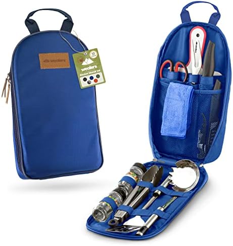 Camp Kitchen Cooking Utensil Set Travel Organizer Grill Accessories Portable Compact Gear for Backpacking BBQ Camping Hiking Travel Cookware Kit Water Resistant Case