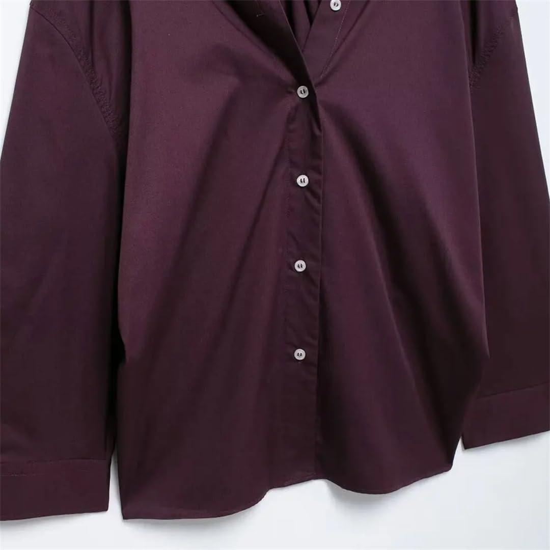 Fnfmrfmr Camicie oversize plissettate sul retro da donna a maniche lunghe con bottoni