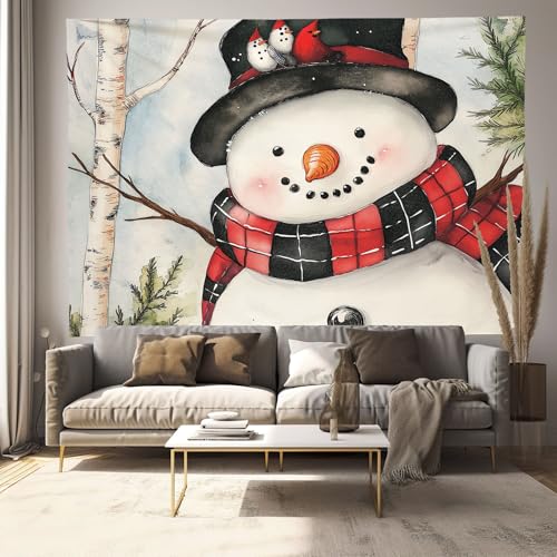 Tenture murale bouleau Noël MULERN, tapisserie grand format tissu beige