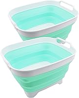 Vista 9 de SAMMART Sartén plegable de 7.5 L (2 galones) con tapón de drenaje, lavabo de lavado plegable, tina portátil para lavar platos, ahorro de espacio