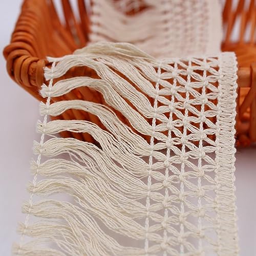 Miniatura 2 de Egurs Cinta De Encaje De 10 Cm 3 Yardas Con Borla De Algodón Beis, Ancho Con Flecos, Vintage, Ganchillo, Borla, Ribete, Flecos, Para Coser, Manualidades, Disfraces, Cortinas, Decoración De Bodas
