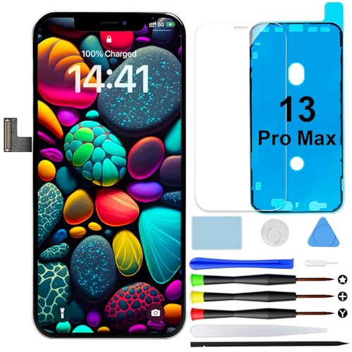GOLDWANGWANG Display per iPhone 13 PRO Max, Schermo LCD Full HD 6,7" Touch Screen Digitizer Parti di Ricambio con Kit di Riparazione e Protezione Schermo