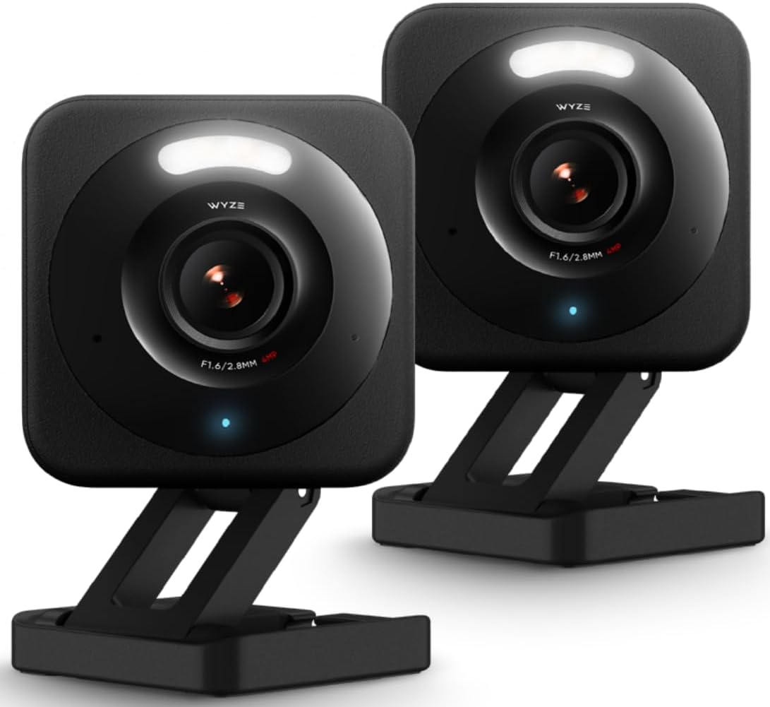 WYZE Cam v4 (Latest Model), 2.5K AI Security Camera, Indoor/Outdoor Cameras for Home Security, Baby Monitor & Pet Camera, Color Night Vision, No Subscription Required (2 Pack)