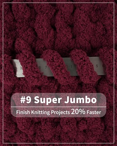 Image of Cozyful Chunky Yarn for Hand Knitting, #9 Thick Jumbo Big Chunky Yarn for Crocheting, Super Chunky Knit Blanket Yarns, Large Chunky Chenille Yarns, 8 Pack (30 yds 8 oz Each Skein), Burgundy