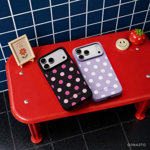 Image of ORNARTO for iPhone 17 Pro Max Case, Liquid Silicone, Purple White Polka Dot | 4-Layer Liquid Silicone Rubber, Soft Touch Feel, Slim Shockproof Case, Raised Edges, Anti-Scratch, Microfiber Lining