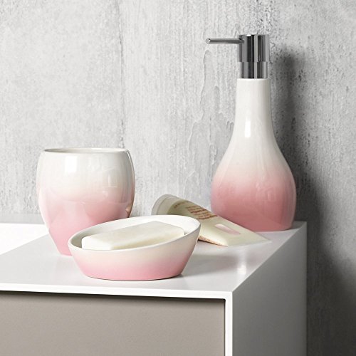 Spirella Bicchiere In Porcellana Per Bagno Bali Rosa Chiara – Elegante E Pratico Per Spazzolini O Cosmetici - 2