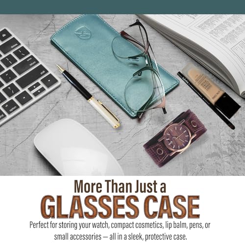 Image of ALLEN & MATE 100% Leather Slim Glasses Case for Reading and Computer Glasses for Men & Women