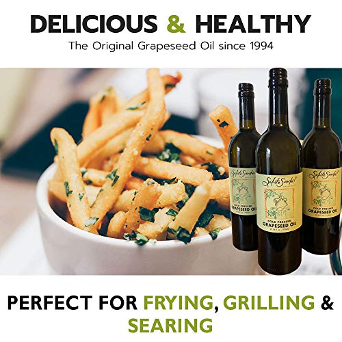 Image of Salute Sante! Cold Pressed Grapeseed Oil - 750ml, 3 Pack - Healthy Non-GMO Cooking Oil for High Heat, Frying, Baking, Dressings & Marinades - Vegan, Kosher, Heart-Healthy, Gourmet Culinary Essential