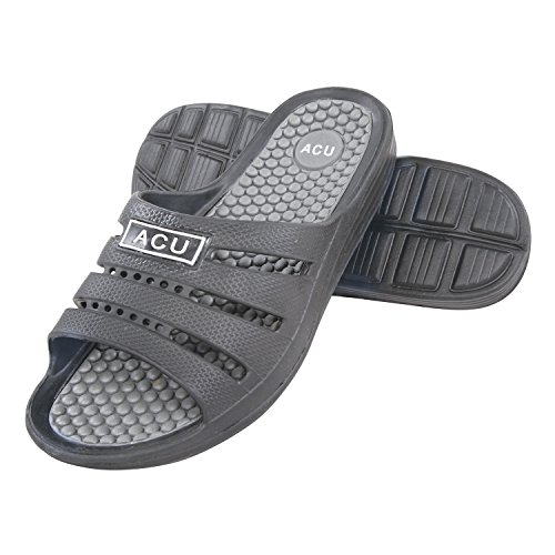 Dream Products Massing Comfort Slides, Waterproof Slip On Sandals, Black/Gray, Mens Size 11