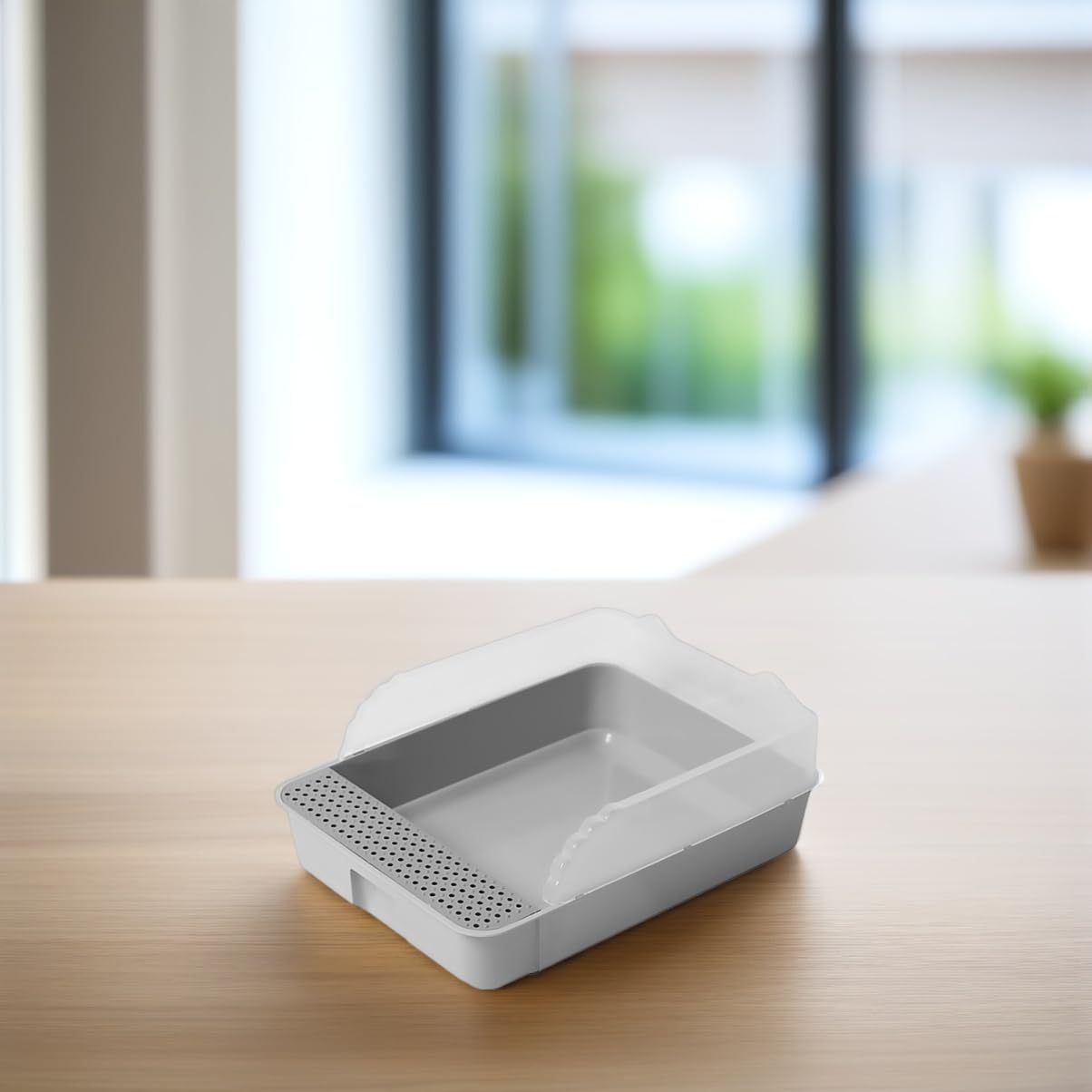 Toyvian Semi Enclosed Cat Litter Toilet Removable Design and Litter Pan and Exit