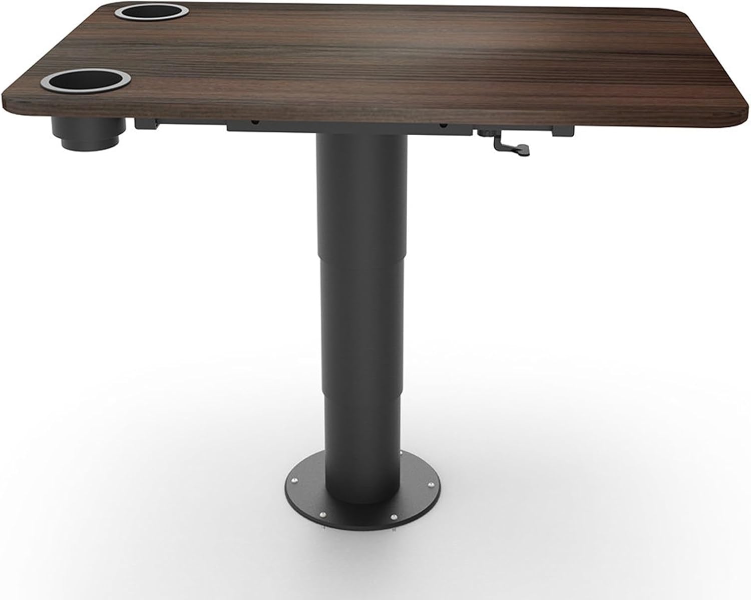 RV Dinette Table Adjustable Height Camp Table Foldable with Retractable Aluminum Alloy Stand and Cup Holders for RV, Yacht, Boat, Camper, Balcony(Brown)