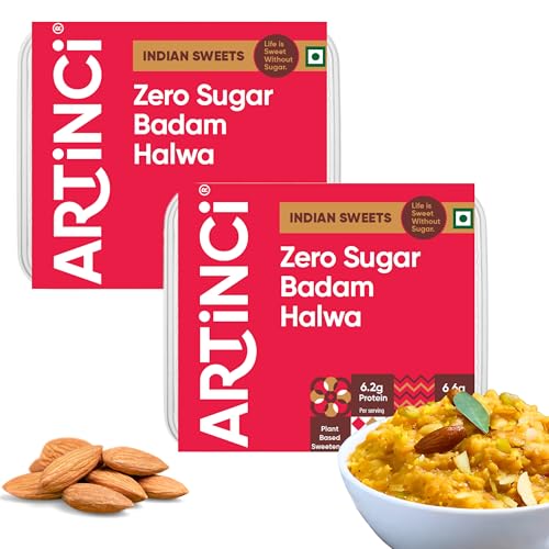 Image of Artinci Sugar-Free Badam Halwa (200gm X 2), Low-Carb, Keto-Friendly, High-Protein Indian Sweet, Made with Pure Desi Ghee & No Added Sugar