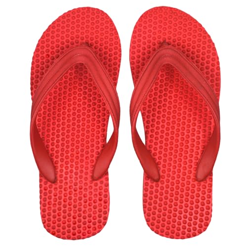 Image of POLITA Men Stylish Health red Accupressure Flip Flops Hawai Chappal for Home Daily Use