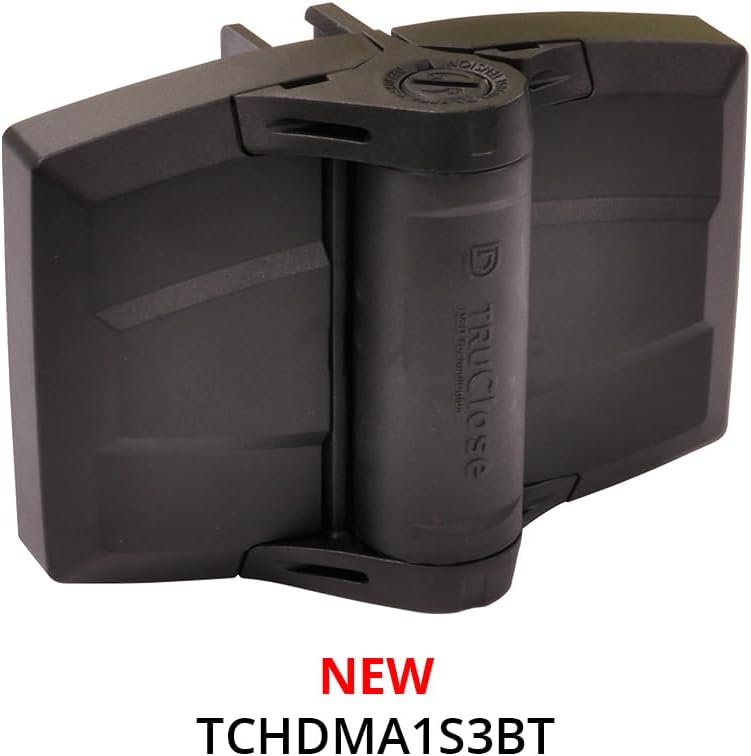 D&D Technologies TCHDMA1S3BT TruClose Multi-Adjust Heavy Duty S3 Gate Hinge, Self-Closing for Square Post Vinyl/Composite Gates up to 154 lb, Max Gap: 1 11/16", Min Post Size: 3", Black, 2 Count