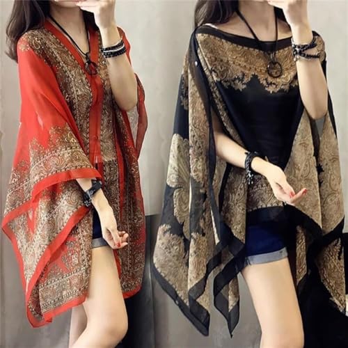 French Sun Protection Shawl, Women's Fashionable Beach Cardigan Hollow Out Lightweight Breathable Chiffon Shawl2