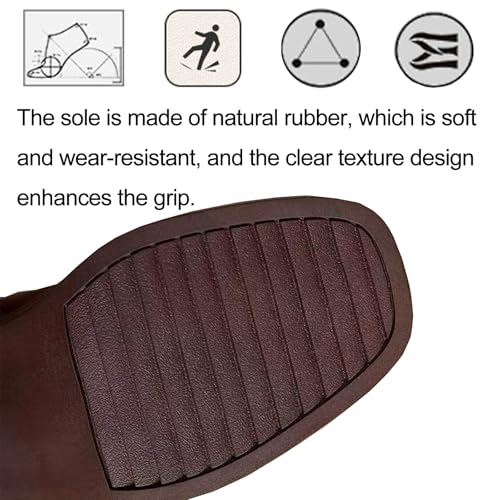 Women's Leather Vintage Block Heel Ankle Boots Comfort Square Toe Side Zipper Chunky Heel Booties for Office Dating 5