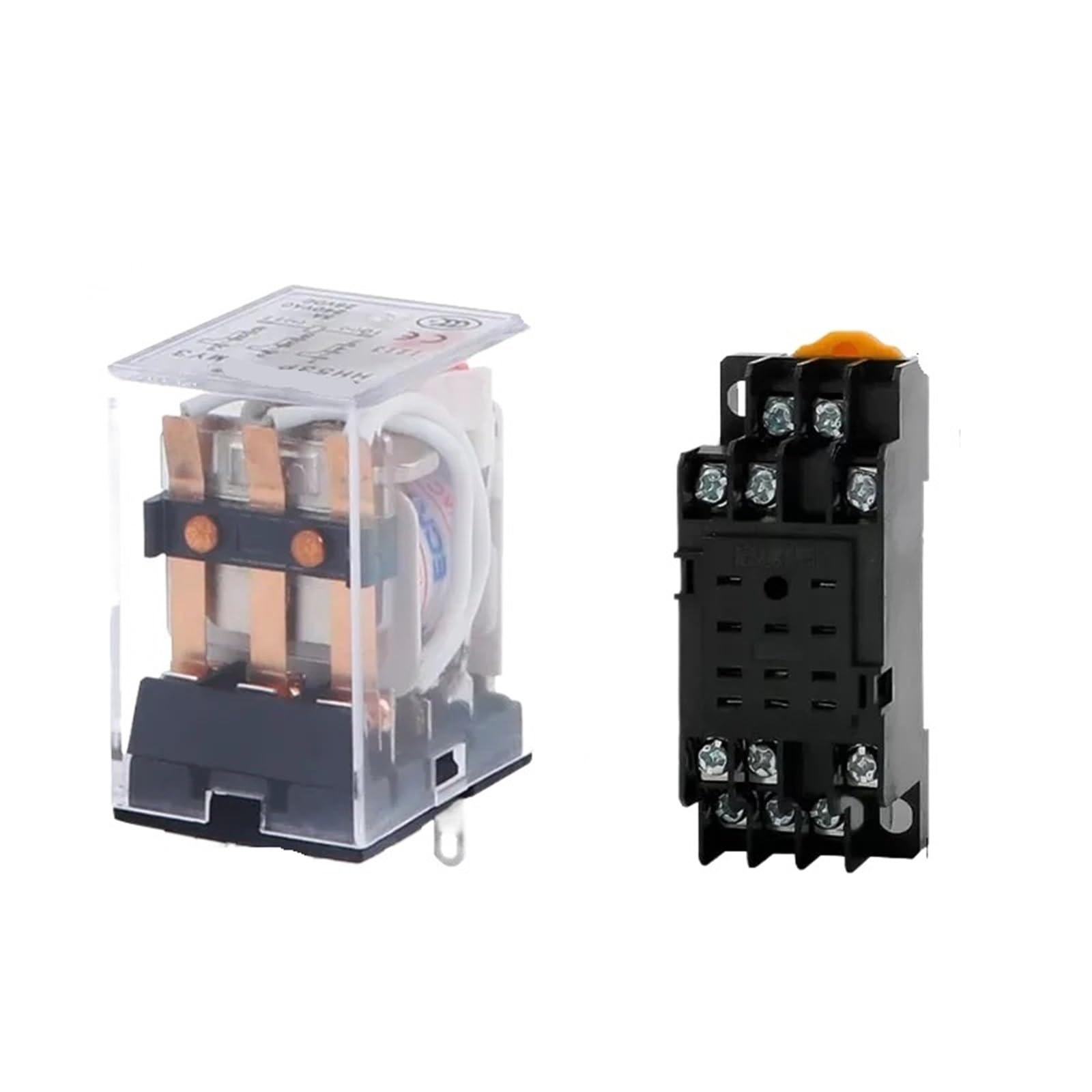 Interruptor de relé intermedio electromagnético Generalel de bobina miniatura de 5 piezas con base PYF08A HH53P LED 12/24/36 V CC 110/220 V CA(AC (5Pcs),12V With Base)