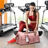 Duffel Bag, Foldable Overnight Weekend Bags for Women, Lightweight Hospital Bag with Wet and Dry Separation Bag, Large Holdall/Cabin/Gym Bag for Sports and Travel - Pink - Image 7
