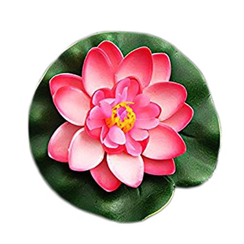 Toruiwa Schwimmend Lotusblüte Künstliche Pflanzen Blume Wasserpflanzen Seerose Deko Hohe Simulation Nymphaea Fisch Tank Aquarium Aquarium Dekoration 10cm (Rosa)