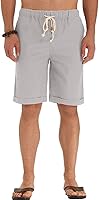 Vista 3 de Sailwind Pantalones cortos de lino para hombre, estilo casual, con cordón, para playa