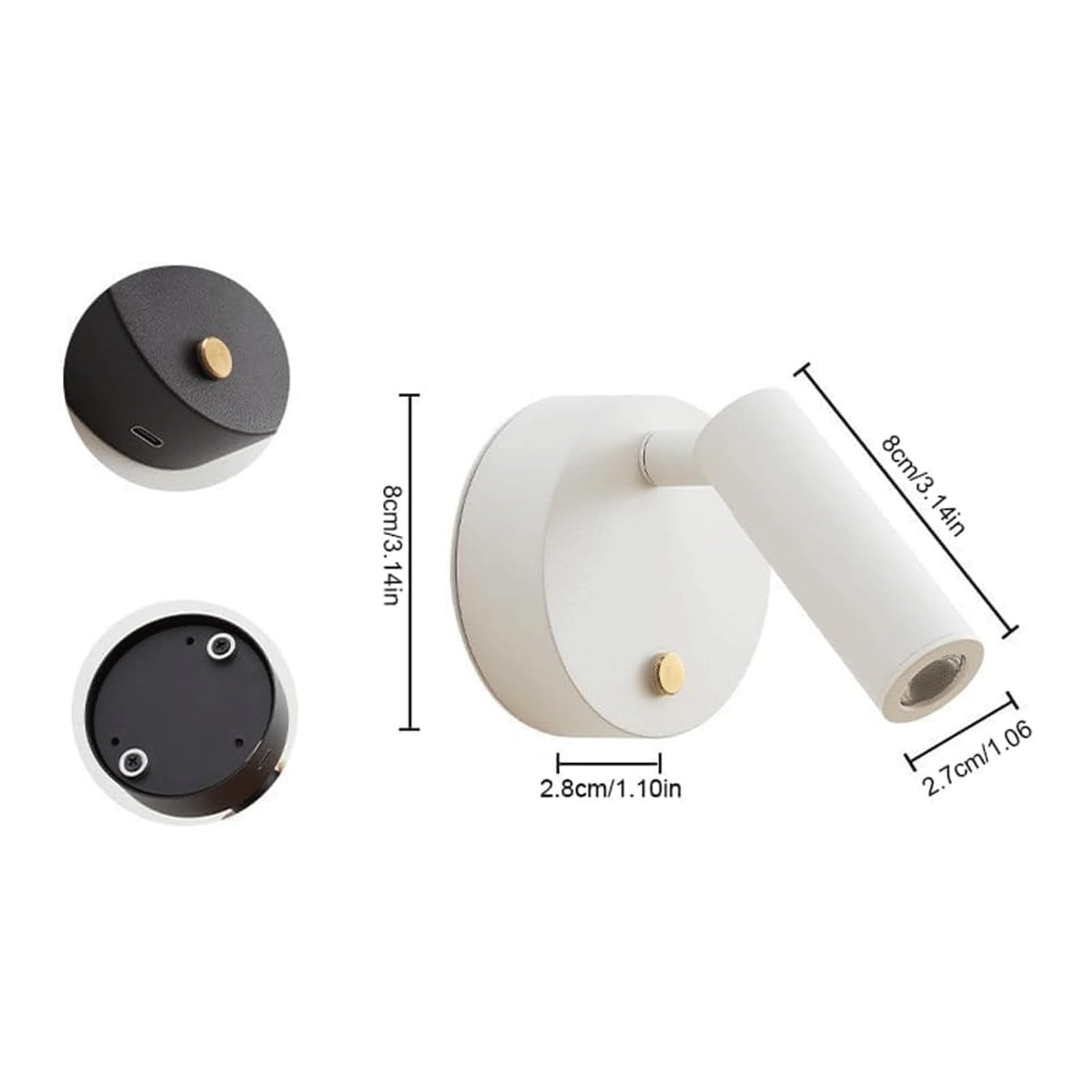 EYPKPL Applique da Parete 40w Faretti da Pavimento Faretti da Pavimento orientabili 90°/350° LED 3000k Illuminazione d'accento for Interni for Quadri Opere d'Arte Luce da toeletta(Wit)