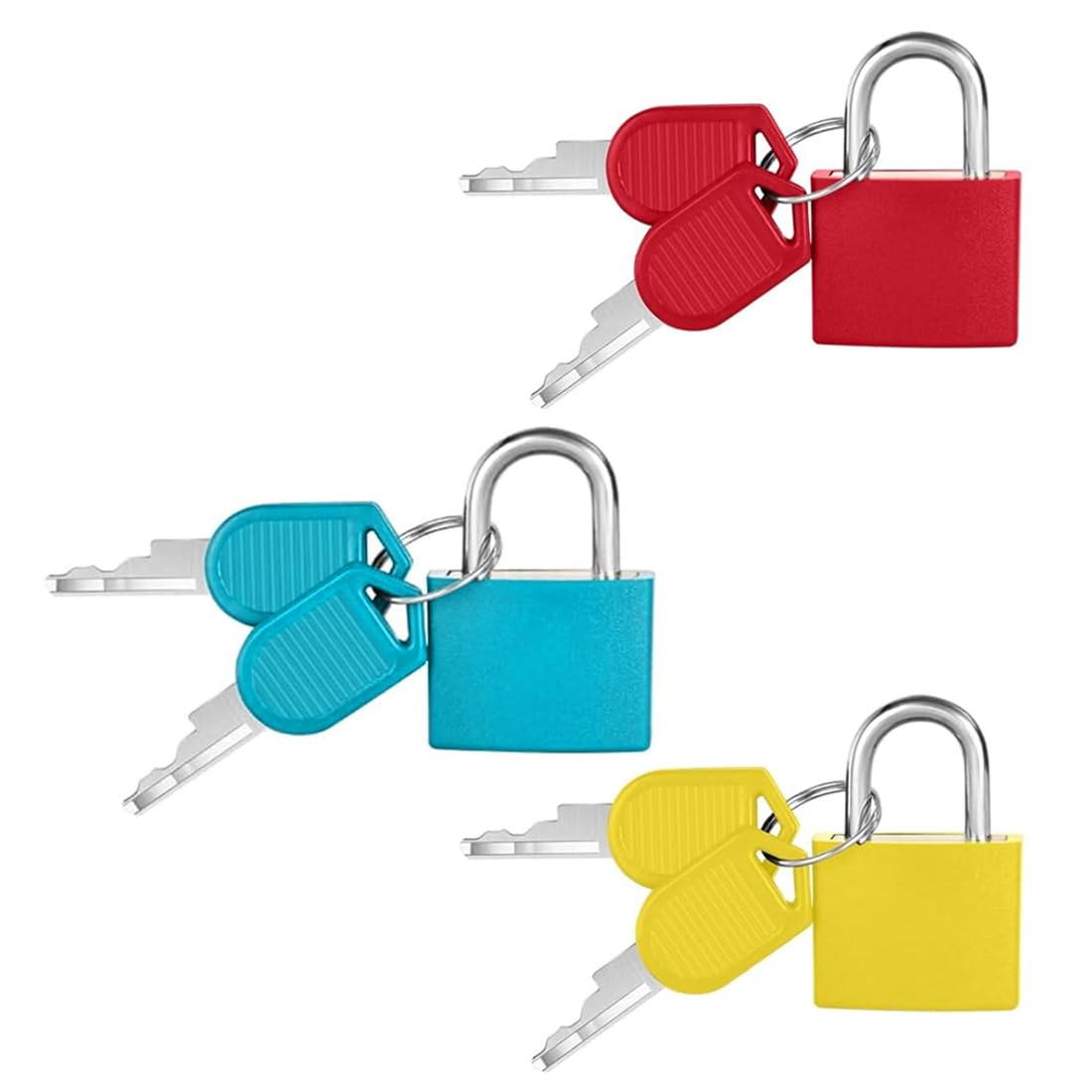 Lucchetto Valigia Aereo 3 Pezzi Con Chiave 28Mm Per Bagagli Valigie Zaino Colori Rosso Giallo Blu