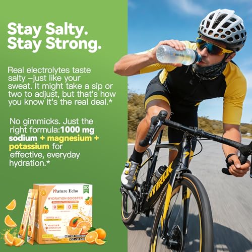 Electrolyte Supplement-1000mg Sodium with Potassium, Magnesium & B Vitamins, Zero Sugar Hydration Drink Mix for Dehydration Relief, Keto Friendly, Vegan, Gluten Free, Non-GMO, Orange Flavor(30-Count) — view 3