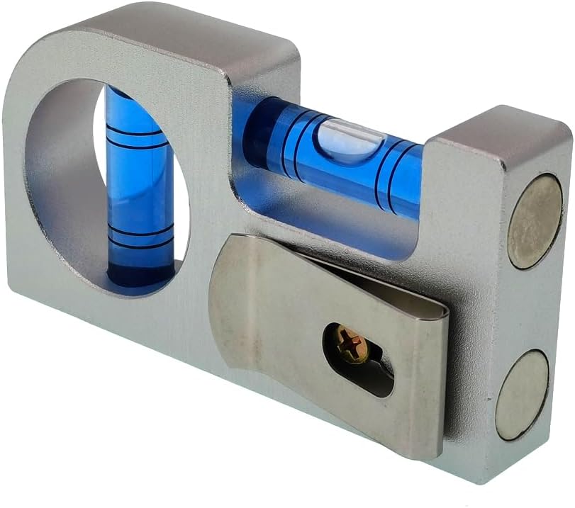 Solid aluminum alloy Mini level ruler portable mini level bubble meter with magnetic function TV stand installation (Silver Red)