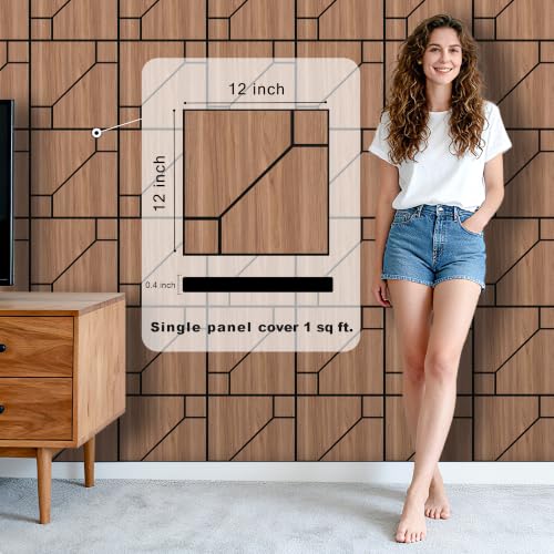 Image of WoveN SounD Acoustic Wall Panels, Teak, 16 Pack, 12x12 in | Self-Adhesive, NRC 0.95, Carved Pattern, Sound Proof, Echo Reduction, Sound Dampening, Home Studio, Office, Gaming Room