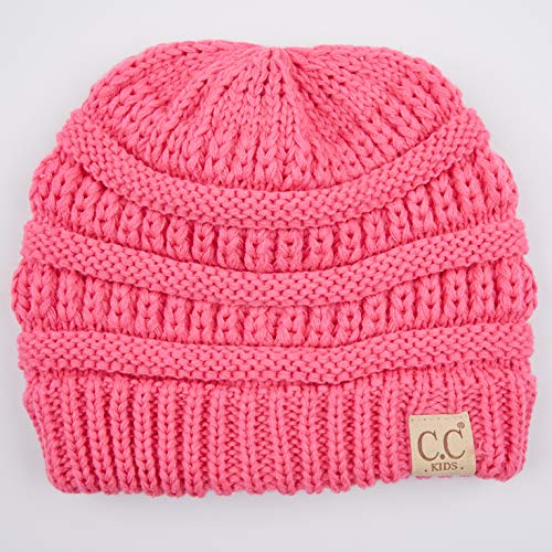 Image of C.C Hatsandscarf Kids Beanie Ages 2-5 Warm Chunky Thick Stretchy Knit Slouch Beanie Skull Hats (YJ-847-KIDS)