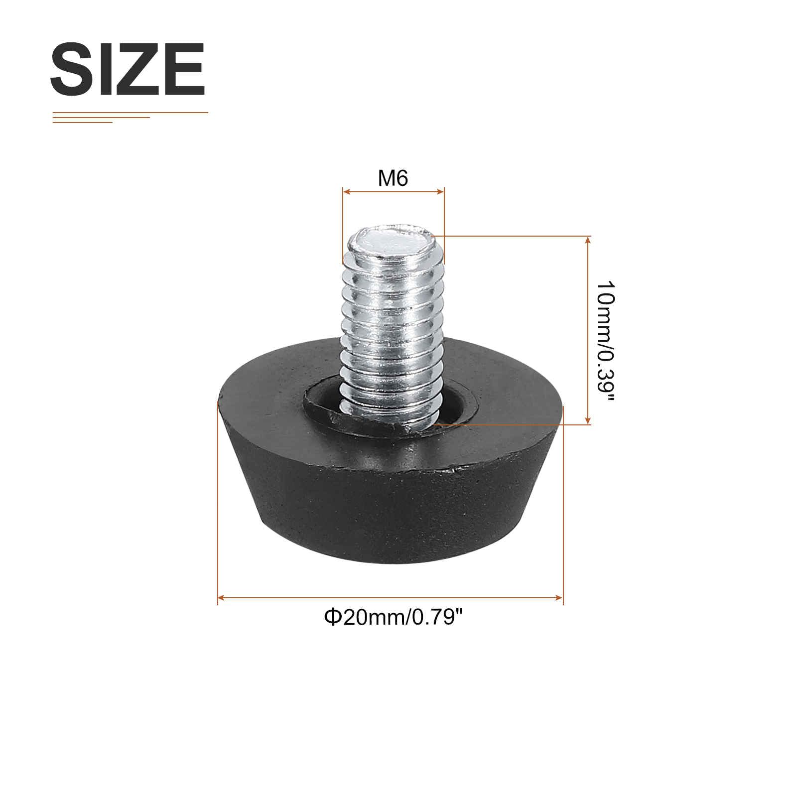 DTGN M6x10x20mm(DxLxOD) Screw on Furniture Glide Leveling Feet, 20Pack, Good for Furniture - Image 2