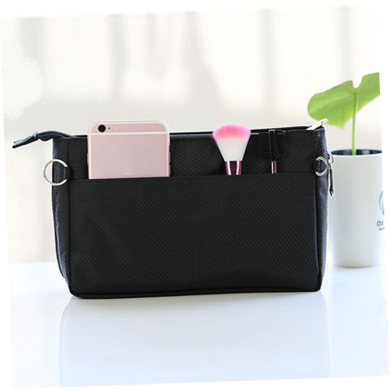1pieza Bolsa De Almacenamiento para Cosméticos Organizador Interior para Bolsos Negro