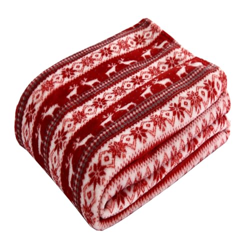 TianWlio Couverture de Noël Couverture Personnalisée Motifs de Noël Imprimé Plaid Décorations Doux Confortable Canapé Patchwork Couvertures Classique Jeté de Noël pour Lit Canapé (C, A)