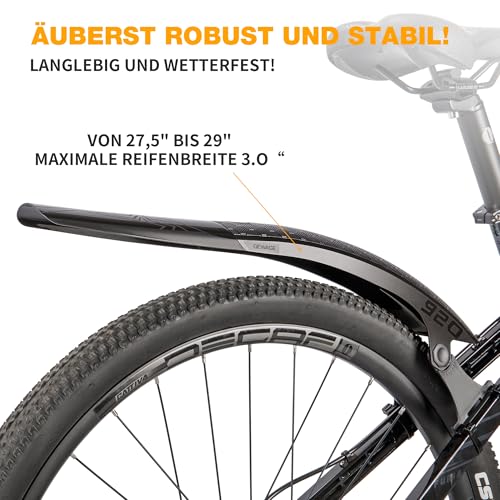 GEWAGE Błotnik na tylne koło MTB – błotnik do rowerów górskich, Mudguard MTB i błotników, szybki montaż, 24-29"