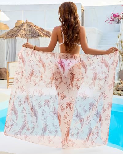 Image of Eicolorte Womens Beach Cover Up Chiffon Sheer Bikini Beach Swimsuit Coverup Sarong Pareo Wraps for Women
