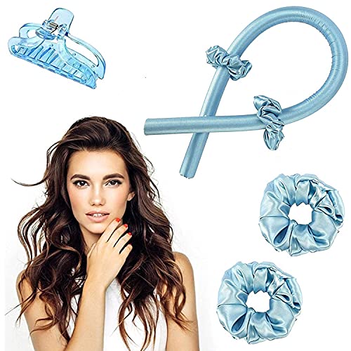 Heatless Hair Curlers for Long Hair Overnight, Heatless Curling Rod Headband, No Heat Silk Curls Headband (Blue)
