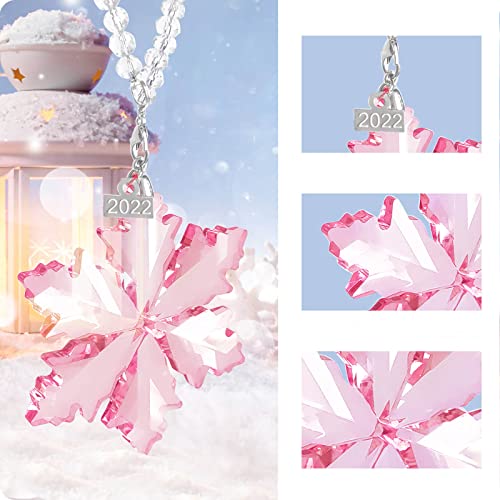 Fancyoung Crystal Snowflake Pendant Snow Ornaments 2022 Party Window Decor Christmas Decoration Wedding Hanging Ornament, Pink #TOP2