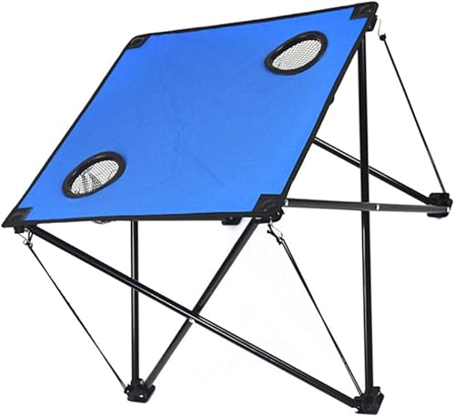 Miniatura 4 de BESPORTBLE Mesa de camping portátil plegable con portavasos, escritorio compacto para viajes, senderismo, barbacoa (azul)