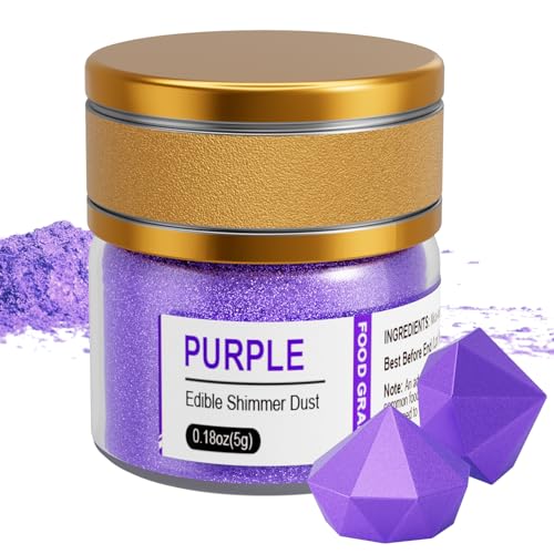 Wwtop Lila Essbares Glitzer 5g, Glitzer Pulver für Getränke, Lebensmittel Glitzer Staub für Schokolade, Erdbeeren, Cupcakes, Valentinstag Kuchen, Fondant, Glitter Pulver
