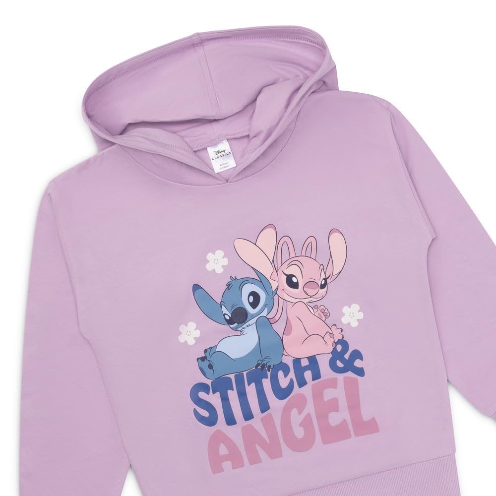 Disney Lilo & Stitch - Felpa con cappuccio da ragazza in cotone con Stitch and Angel, regalo per ragazze, dai 5 ai 12 anni